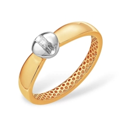 Кольцо из красного золота 585 с 1 бриллиантом, 0,027 карат 