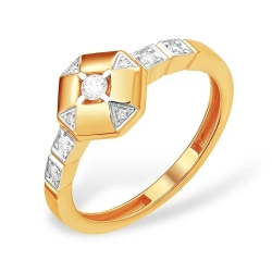 Кольцо из красного золота 585 с 9  бриллиантами, 0,147 карат 