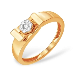 Кольцо из красного золота 585 с 7  бриллиантами, 0,113 карат, малинка