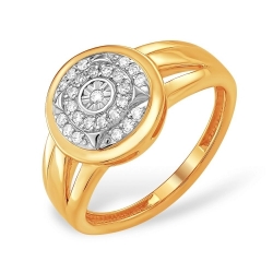 Кольцо из красного золота 585 с 25  бриллиантами, 0,127 карат