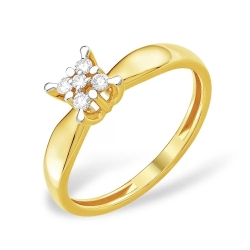 Кольцо из желтого золота 585 с бриллиантами, 0,098 карат