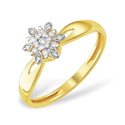 Кольцо из желтого золота 585 с бриллиантами, 0,11 карат