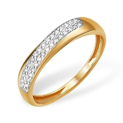 Кольцо из красного золота 585 с бриллиантами, 0,16 карат