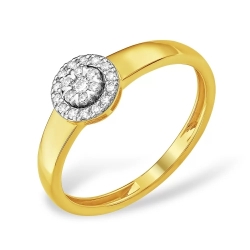 Кольцо из желтого золота 585 с бриллиантом, 0,14 карат