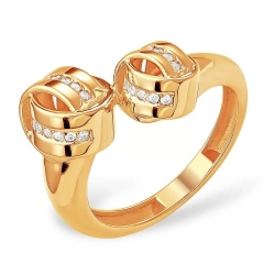 Кольцо из красного золота 585 с фианитами 