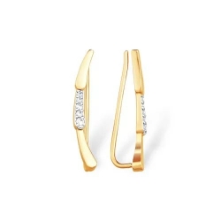 Серьги из красного золота 585 с фианитами 