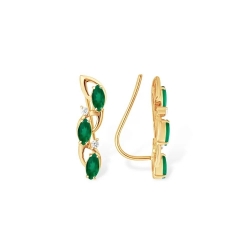 Серьги из красного золота 585 с агатами, фианитами 
