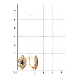 Серьги из красного золота 585 с бриллиантами, сапфирами ГТ