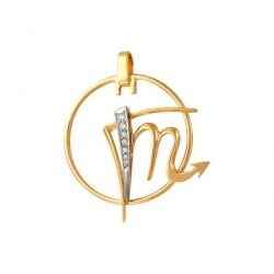 Подвеска знак зодиака Скорпион из золота с фианитом