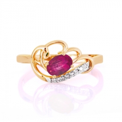 Т141016423 золотое кольцо с рубином и бриллиантом