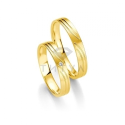 Т-26807 золотые парные обручальные кольца (ширина 3 мм.) (цена за пару)