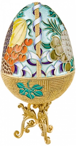 Яйцо-шкатулка «Фрукты» из серебра