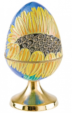 Яйцо-шкатулка «Подсолнух» из серебра с нуаритом