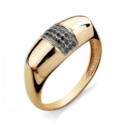 Мужское золотое кольцо с черными бриллиантами