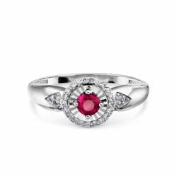 Т306618597 кольцо из белого золота с рубином и бриллиантом