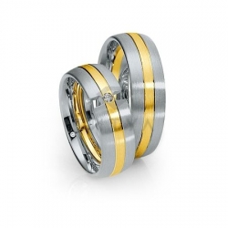 Т-28601 золотые парные обручальные кольца (ширина 7 мм.) (цена за пару)