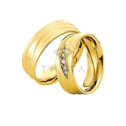 Т-28607 золотые парные обручальные кольца (ширина 7 мм.) (цена за пару)