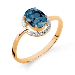 Т141015121-01 золотое кольцо с топазом, бриллиантами