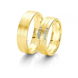 Т-28554 золотые парные обручальные кольца (ширина 6 мм.) (цена за пару)
