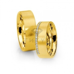 Т-28763 золотые парные обручальные кольца (ширина 7 мм.) (цена за пару)