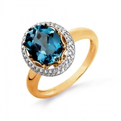 Золотое кольцо с топазом, бриллиантами