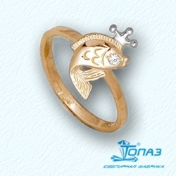 Детское золотое кольцо Рыбка с фианитом