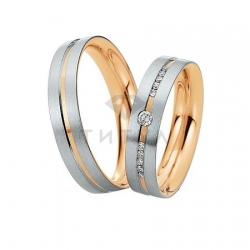 Т-28396 золотые парные обручальные кольца (ширина 5 мм.) (цена за пару)