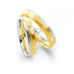 Т-27574 золотые парные обручальные кольца (ширина 4 мм.) (цена за пару)