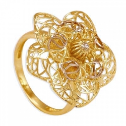Кольцо Цветок из желтого золота