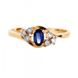 Т145616497 золотое кольцо с сапфиром, бриллиантами
