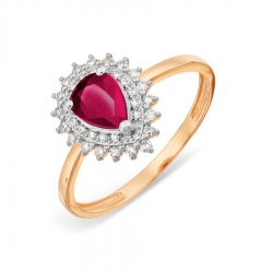 Т141017797 золотое кольцо с рубином, бриллиантами