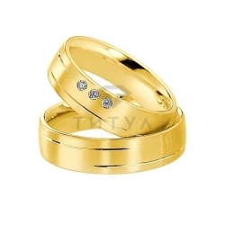 Т-28076 золотые парные обручальные кольца (ширина 6 мм.) (цена за пару)