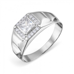 Т302048416 мужское кольцо из белого золота с фианитами