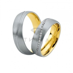 Т-28935 золотые парные обручальные кольца (ширина 6 мм.) (цена за пару)