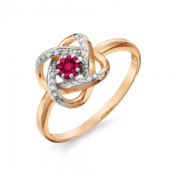 Золотое кольцо с рубинами и бриллиантами