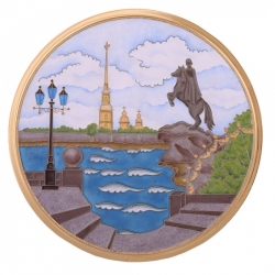Тарелка декоративная «Виды Санкт-Петербурга» из серебра