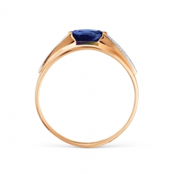 Т141011757 золотое кольцо с сапфиром и бриллиантом