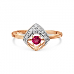 Т146017909 золотое кольцо с рубином и бриллиантом