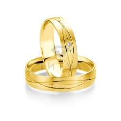 Т-27400 золотые парные обручальные кольца (ширина 5 мм.) (цена за пару)
