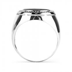 Т382044051 мужское кольцо из белого золота с эмалью и фианитами
