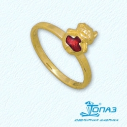 Детское кольцо Поросенок из желтого золота с эмалью