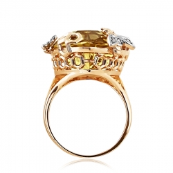 Т131014148 золотое кольцо с кварцем, бриллиантами