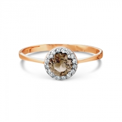 Т141014119 золотое кольцо с раухтопазом и бриллиантом