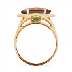 Т143016576 золотое кольцо с султанитом ситалл, фианитами