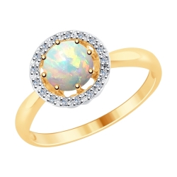 Кольцо из золота с бриллиантами и опалом (18 р-р)