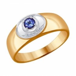 Кольцо из золота с бриллиантами и танзанитом