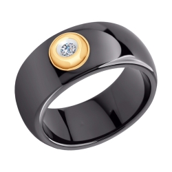Золотое кольцо (Бриллиант, Керамика) SOKOLOV