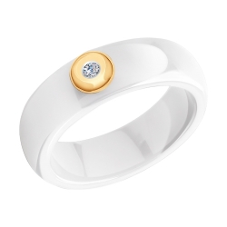 Золотое кольцо (Керамика, Бриллиант) SOKOLOV
