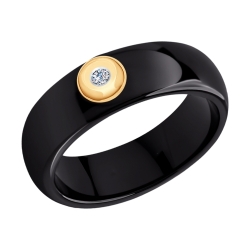 Золотое кольцо (Керамика, Бриллиант) SOKOLOV