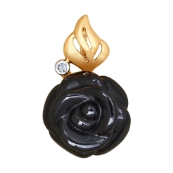 Золотая подвеска в виде розы (Керамика, Бриллиант) SOKOLOV